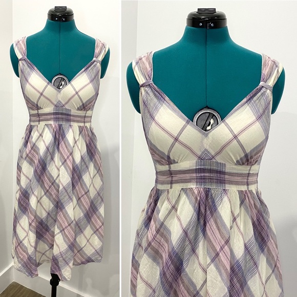 Purple Plaid Cotton Sundress by Converse One Star - Picture 1 of 8